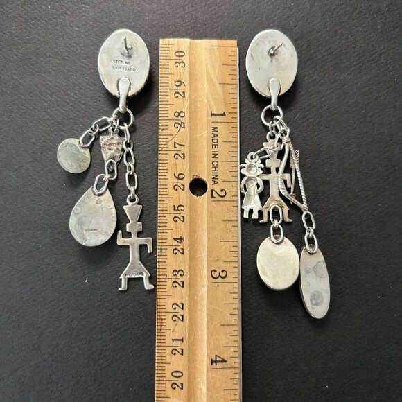 Native American sterling earrings w azurite/lapis/other stones - Picture 9 of 11